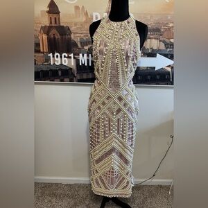 ASOS Edition Pink and Cream Beaded Dress